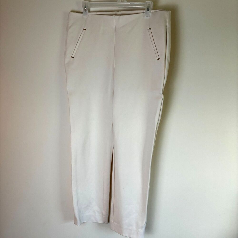Chico's Women's Cream Stretch Pull-On Ankle Pants - Size 2 (US 12) Casual Work